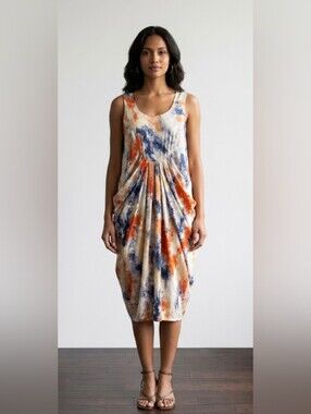 Poleci Abstract Gathered Front Dress, Size 6
